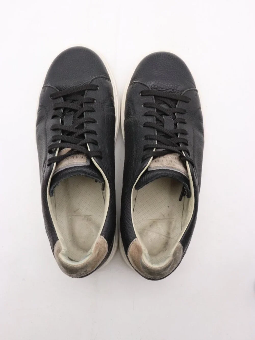 Brunello Cucinelli Grained Sneakers Men's Size EU 41 Black Leather Lace Up Shoes